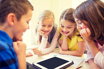 Image showing group of school kids with tablet pc in classroom