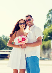 Image showing smiling couple in city