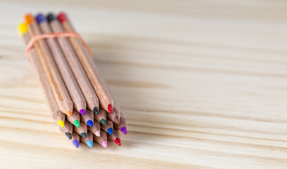 Image showing Bundle of Pencils on a Wooden Table