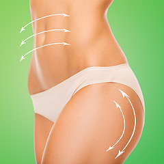 Image showing woman in cotton underwear showing slimming concept