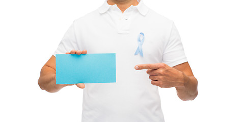 Image showing man with prostate cancer awareness ribbon and card