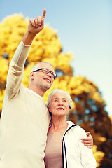 Image showing senior couple hugging in park