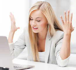 Image showing angry woman with laptop