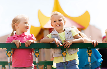 Image showing happy little girls on children playground