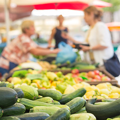 Image showing Farmers\' food market stall with variety of organic vegetable.