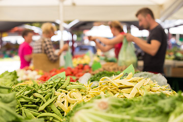 Image showing Farmers\' food market stall with variety of organic vegetable.