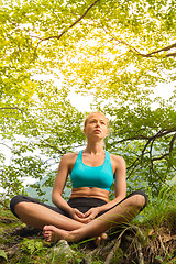 Image showing Woman relaxing in beautiful nature.