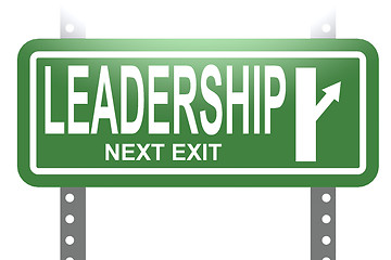 Image showing Leadership green sign board isolated