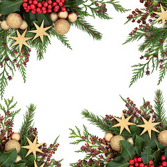 Image showing Gold Bauble Christmas Border