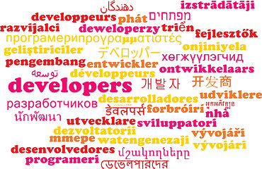 Image showing Developers multilanguage wordcloud background concept