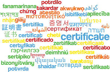 Image showing Certificate multilanguage wordcloud background concept