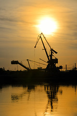 Image showing  Industrial area with cranes 