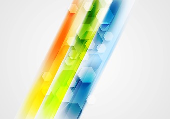 Image showing Colorful stripes and hexagons vector design