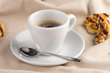 Image showing White coffee cup with coffee