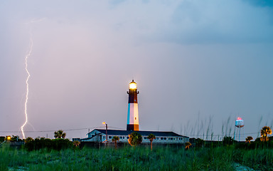 Image showing Tybee Island Light with storm approaching