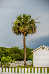 Image showing Tybee Island Light with storm approaching