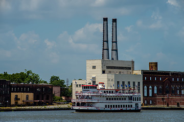 Image showing ferry floating on river in savannah georgia usa