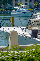 Image showing boats parked in harbor marina