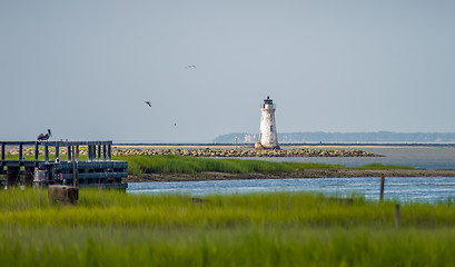 Image showing waterway scenes near Cockspur Island Lighthouse