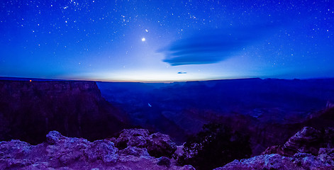 Image showing grand canyon under moon and star light