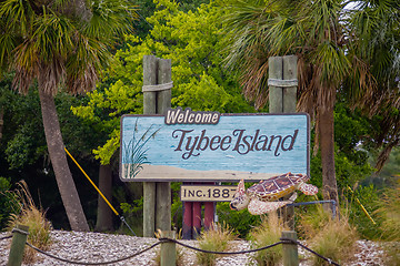 Image showing tybee island welcome greeting sign 