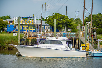 Image showing boats and fishing boats in the harbor marina