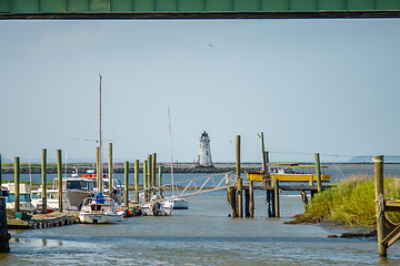 Image showing waterway scenes near Cockspur Island Lighthouse