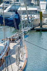 Image showing boats and fishing boats in the harbor marina