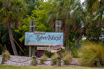 Image showing tybee island welcome greeting sign 