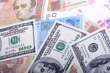 Image showing Ukrainian hryvnia and the american dollars