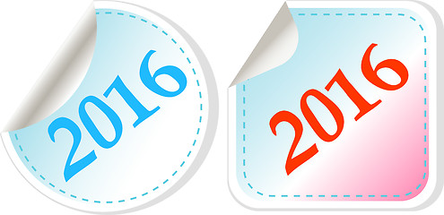 Image showing Happy new year 2016 - web icon on a round button