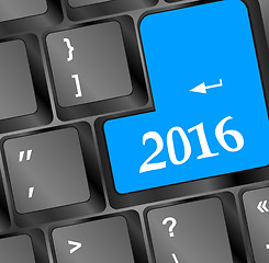 Image showing Computer Keyboard with Happy New Year 2016 Key