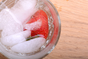 Image showing Strawberry cocktail in ice drink