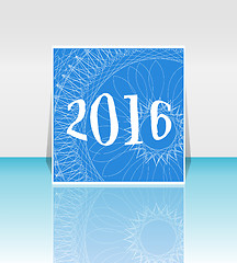 Image showing polygon numbers of New Year 2016 over elegant festive colorful background, for greeting, invitation card, or cover