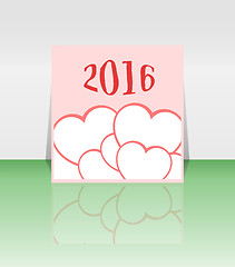 Image showing Happy new year 2016 word on blank note book with red heart shape, new year template