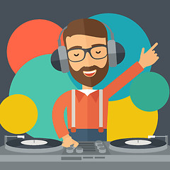 Image showing Disc jockey mixing music.