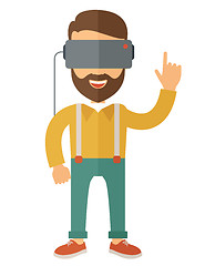 Image showing Man with isometric virtual reality headset.