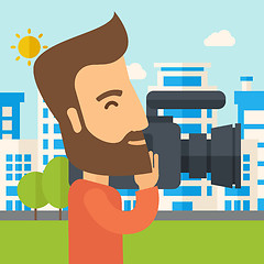 Image showing Cameraman with video camera