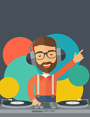 Image showing Disc jockey mixing music.