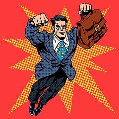 Image showing Businessman superhero work flight business concept retro style p