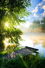 Image showing Fishing pier on river