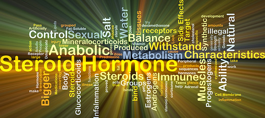 Image showing Steroid hormone background concept glowing