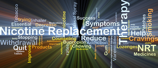 Image showing Nicotine replacement therapy NRT background concept glowing