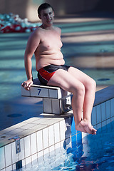 Image showing child group  at swimming pool school class