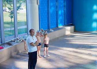 Image showing child group  at swimming pool school class