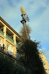 Image showing Windmill and building