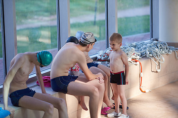 Image showing child group  at swimming pool school class