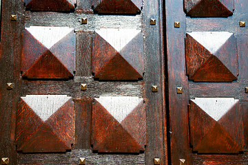 Image showing  traditional   door    in italy   ancian wood   texture nail