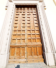 Image showing door    in italy old ancian wood and traditional  texture nail