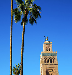 Image showing history in maroc africa  minaret religion and the blue     sky